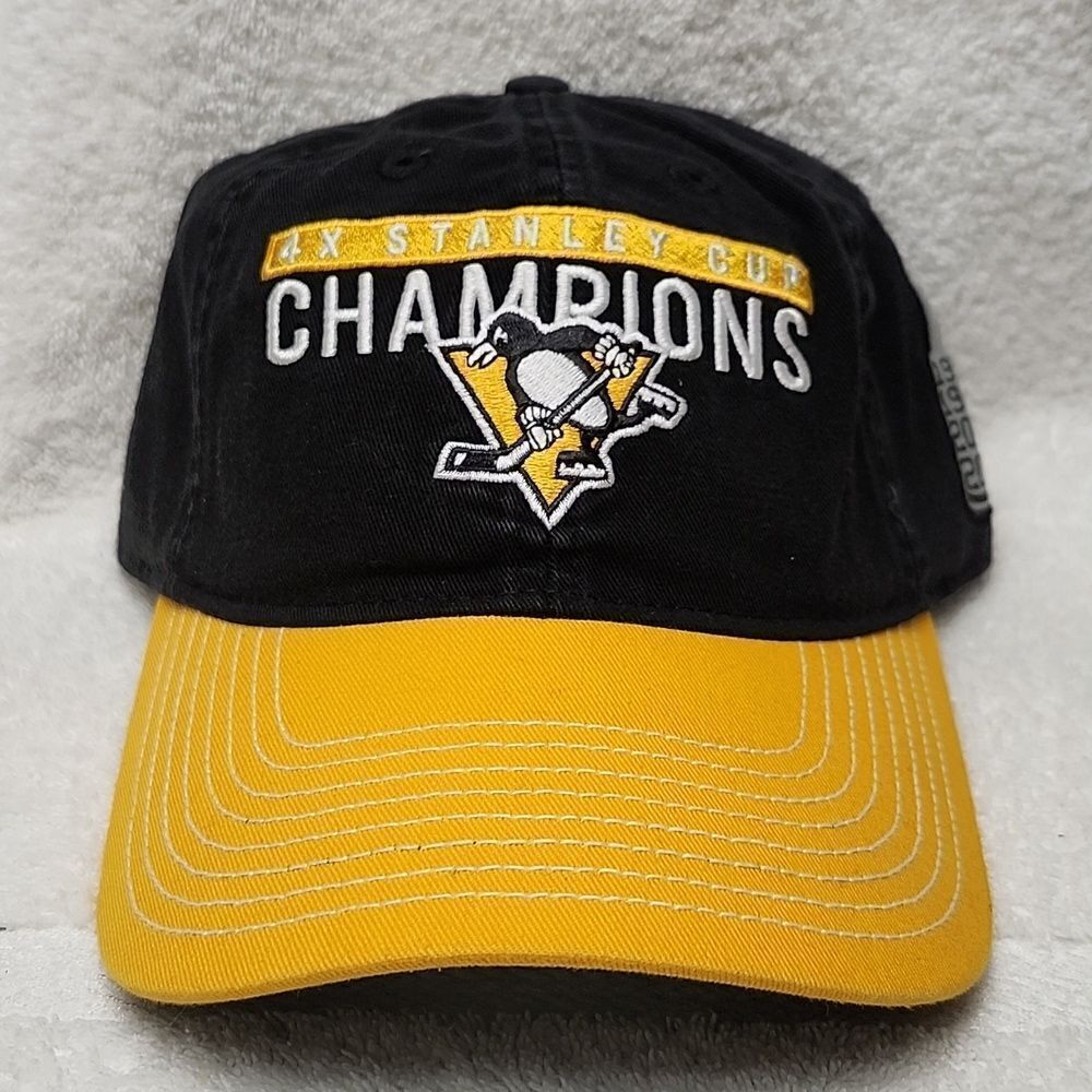 Reebok Pittsburgh Penguins 4X Stanley Cup Champs Sliderback Hat - New